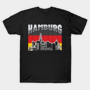 Hamburg Germany Skyline Vintage German Flag T-Shirt